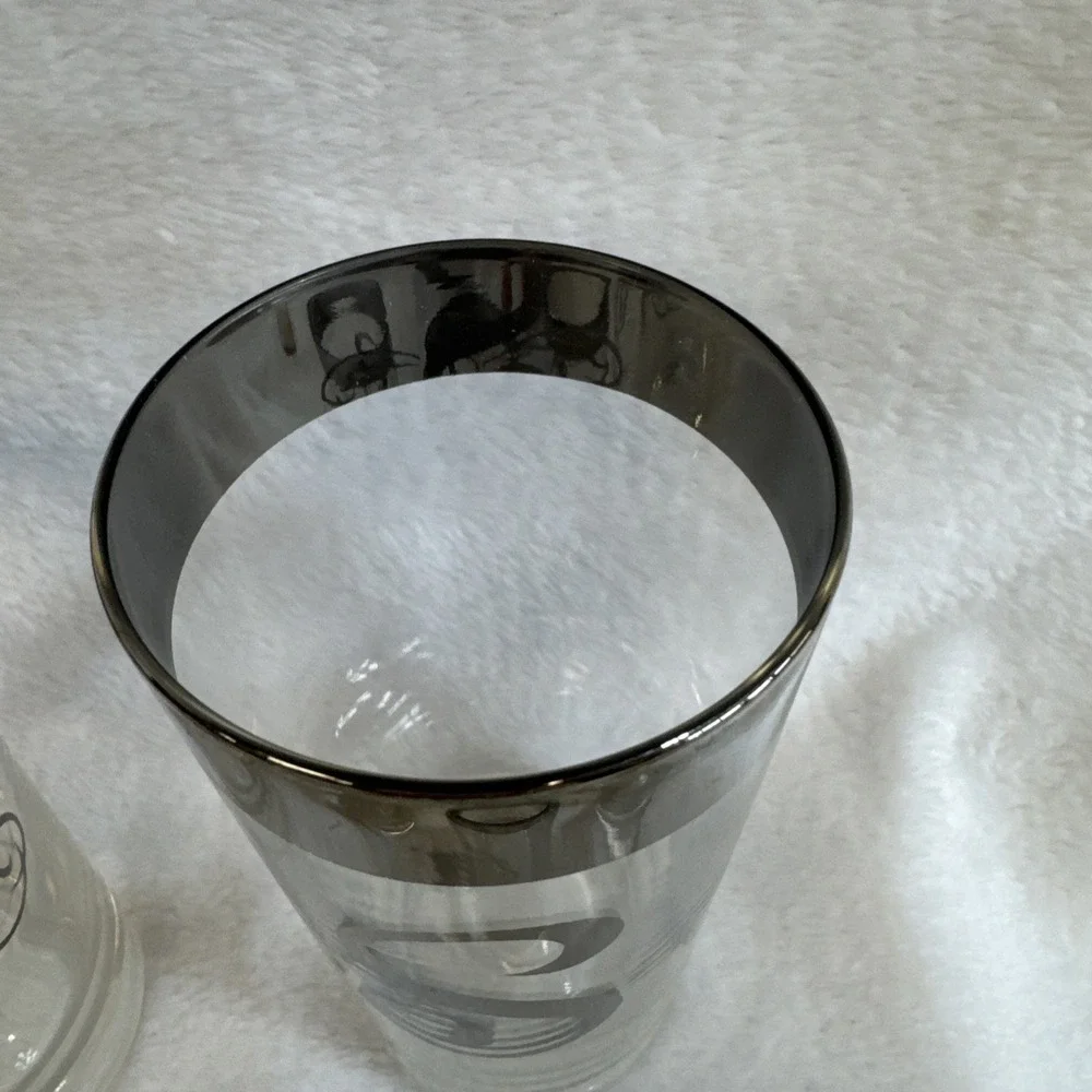 Set of 6‎ Vintage Monogrammed S Highball Glasses Silver Rimmed Barware